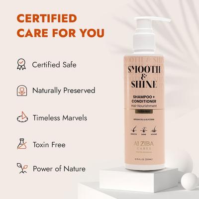 Alziba Cares Smooth & Shine With Argan Oil & Glycerin Shampoo + Conditioner 200 ml - Shampoos