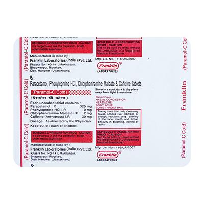 PARAMOL C COLD Tablet 10's - Cough And Cold-Cou