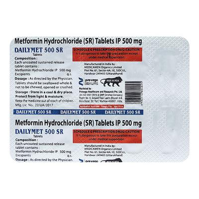 DAILYMET 500 SR Tablet 10's - Diabetes-Ant