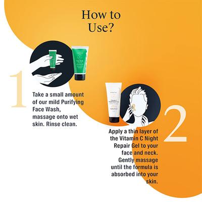 Arata Night Repair Combo With Purifying Face Wash (150 ML) & Vitamin C Night Repair Gel (50 ML) 200 ml - Face Washes