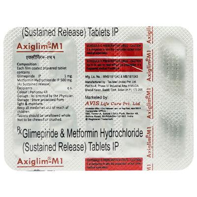 AXIGLIM M 1mg Tablet 10's - Diabetes-Ant