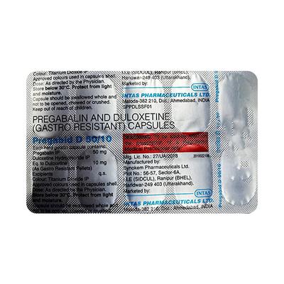 Pregabid D 50/10 Capsule 10'S - Neuropathic Pain-Dru