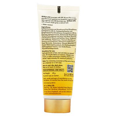 RIVELA LITE BRONZE SPF 50 PA++++ Sunscreen 40gm - Dry Skin-Emo