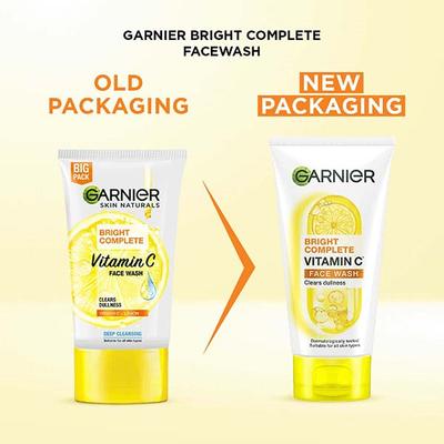 Garnier Bright Complete VITAMIN C + Lemon Deep Cleasing Facewash 150gm - Face Washes