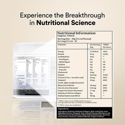 Wellbeing Nutrition Pure Korean Marine Collagen - Blueberry Mint 120 gm - Nutritional Bars