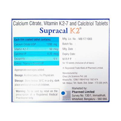 SUPRACAL K2 Tablet 15's - Supplements-Cal
