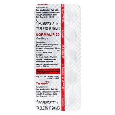 Normalip 20mg Tablet 10'S - High Cholesterol-Dys