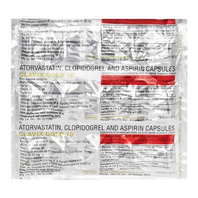 Clavix Gold 10mg Capsule 15'S - Blood Clot-Ant