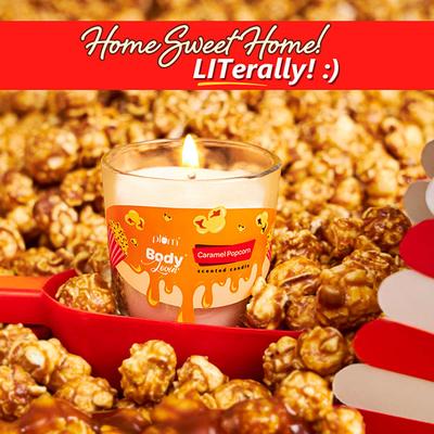 Plum BodyLovin' Caramel Popcorn & Chill Gift Kit Body Wash Hand Cream Scented Candle Gift Set 350 gm - Shower Gels & Body Wash