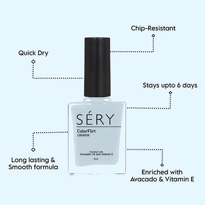 SERY Colorflirt Nail Paint -Bobby Blue 10 gm - Nail Polish