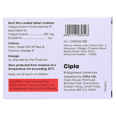 Valgan 450mg Tablet 4'S - Viral infections-Ant