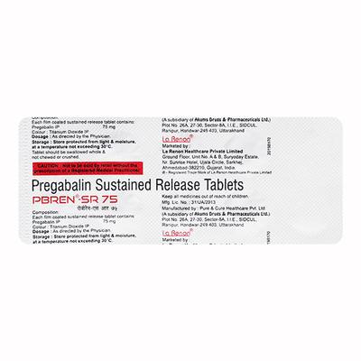 PBREN SR 75 Tablet 10's - Neuropathic Pain-Dru