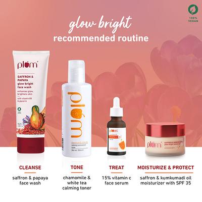 Plum Saffron & Kumkumadi Oil Glow Bright Moisturizer with SPF 35, Brightens Skin 50 gm - Face Moisturizers