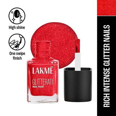 Lakme Absolute Glitterati Collection Nail Gloss 114 Fireball 12ml - Nail Polish