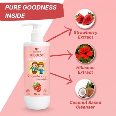 HealthBest Kidbest Shampoo - Strawberry (3-13 Yrs) 200 ml - Baby Shampoo