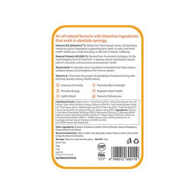 Wellbeing Nutrition Melts Natural Vitamin D3+K2 (MK-7) with Vitashine, Resveterol and  MenaquinGold (30 Strips) - Multi-Vitamins