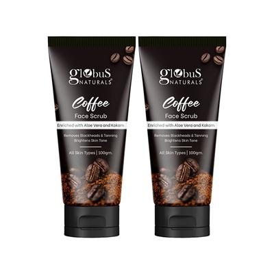Globus Naturals Coffee Face Scrub Enriched with Aloe Vera & Kokam, 100gm each 2's - Scrubs & Exfoliants