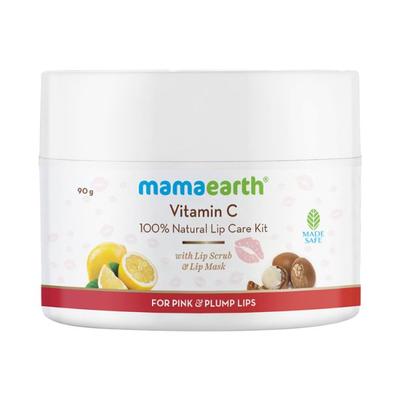 Mamaearth Vitamin C 100% Natural Lip Care Kit With Lip Scrub & Lip Mask For Pink and Plump Lips 90 gm - Lip Balms