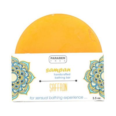 Sampan Handcrafted Glycerine Bathing Soaps bar Saffron 100 gm - Soaps