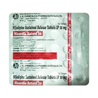 NICARDIA RETARD 10 Tablet 30's - Hypertension-Cal