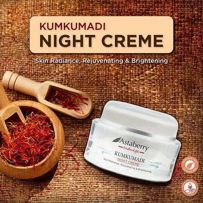 Astaberry Indulge Kumkumadi Night Creme for Radiant Skin - Rejuvenating & Helps Reduce Blemishes 50 gm - Night Cream