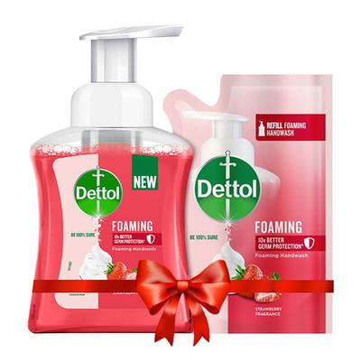 Dettol Foaming Handwash Combo - Strawberry (Pump 250 ml + Refill 200 ml) - Hand Wash & Soaps