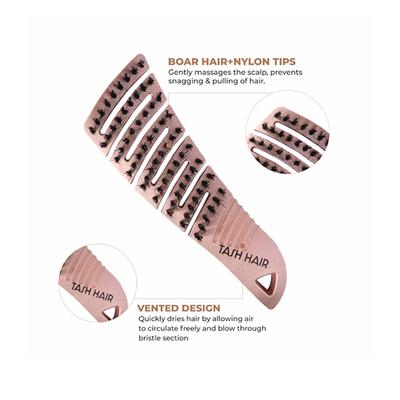 Tash Hair Slick - Portable Detangling Boar Bristle Hair Brush For Wet, Dry, Curly and Straight Hair Gold 60 gm - Hair Brushes