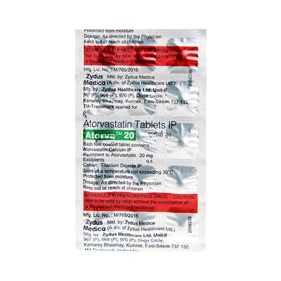 ATORVA 20mg Tablet 15's - High Cholesterol-Dys