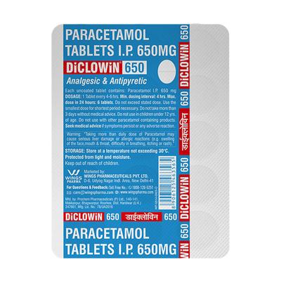 DICLOWIN 650 Tablet 15's - Fever-Ana