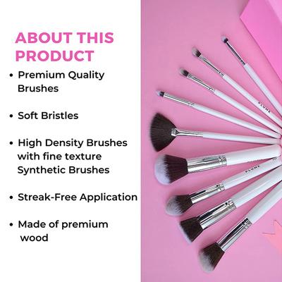 Plume Professional Makeup Brush Set Face and Eye with Marbelicious Makeup Pouch 9's - Face Brush