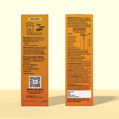 Setu Skin Renew - 15 Effervescent Tablets, Glutathione With Vitamin C, Gluta Fizz, Orange Flavour 1's - Calcium And Minerals