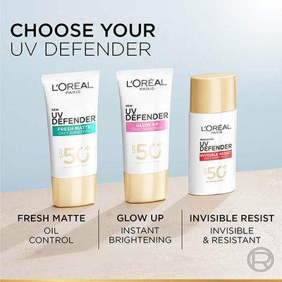 L'Oreal Paris New UV Defender Serum Protector SPF 50+ PA++++, LONG UVA Matte and Fresh with Airlicium 50ml - Face Sunscreen