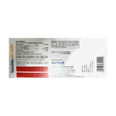 TELVILITE 40 AMH Tablet 10's - Hypertension-ACE
