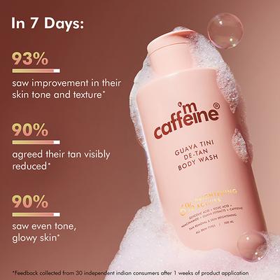 MCaffeine 1% Glycolic Acid Detan Body Wash, 5% Niacinamide-Kojic Acid Reduces Dark Spots & Brightens 300 ml - Shower Gels & Body Wash