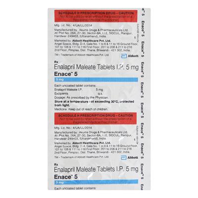 ENACE 5mg Tablet 15's - Hypertension-ACE
