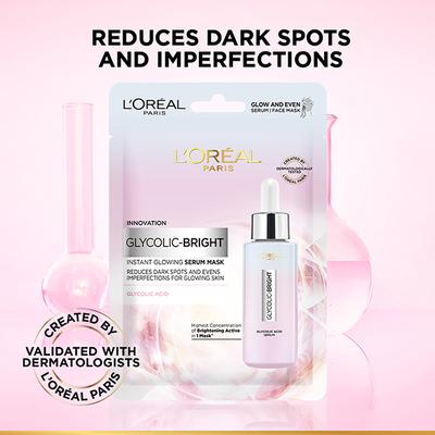 L'Oreal Paris Glycolic Bright Glowing Serum Sheet Mask 22 gm - Sheet Masks