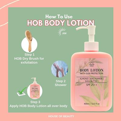 House of Beauty Deep Moisture Body Lotion with Sunscreen SPF 25+ with Niacin & Shea Butter 400ml - Body Sunscreen