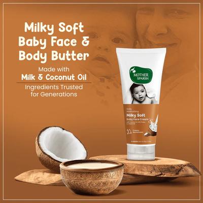 Mother Sparsh Daily Moisturizing Milky Soft Baby Face Cream With Coconut Oil-Milk Protein and Vitamin B5 50 gm - Creams, Lotions & Oils