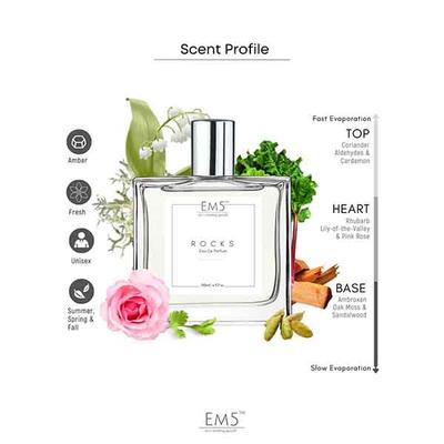 EM5 Rocks Unisex Perfume - Eau De Parfum for Men & Women, Aromatic Amber Warm Spicy 50 ml - Men Perfumes (Edt/Edp)