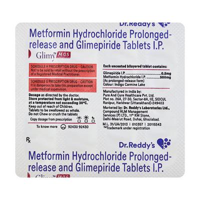 Glimy M 0.5/500mg Tablet 10'S - Diabetes-Ant