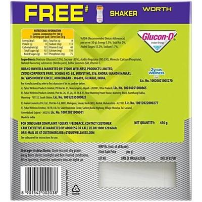 Glucon-D Instant Energy Powder - Nimbu Pani (Refill) + (Shaker Worth Rs 100) 450 g - Energy Drinks