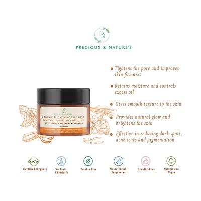 Precious & Nature'S Organic Brightening Face Mask with Calendula Licorice Rose and Wheatgrass 25 gm - Face Mask