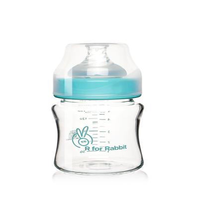 R for Rabbit First Feed Glass Feeding Bottle 120 ml - Lake Blue 1's - Feeding & Nursing