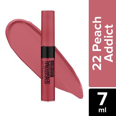 Maybelline New York Sensational Liquid Matte Lipstick, 22 Peach Addict 7 ml - Liquid Lipsticks