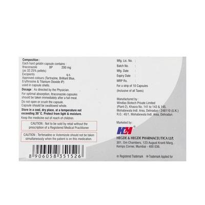 Itzhh 200mg Capsule 10'S - Fungal Infections-Anf