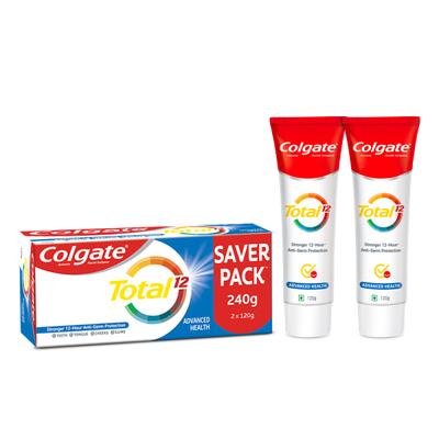 Colgate-Palmolive, Colgate Total Whole Mouth Health, Antibacterial Toothpaste (Advanced Health, Saver Pack of 2) 240 gm - Toothpaste