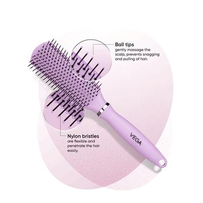 Vega Flat Hair Brush for Men and Women Reduces Snags, Detangle and Tangles, (E32FB) 59 gm - Hair Brushes
