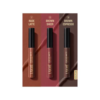 Lakme Liquid Lipstick Trio- Brownie Bite, Forever Matte, Light-Weight 3's - Liquid Lipsticks