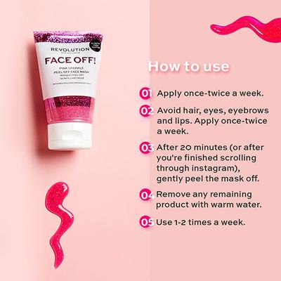 Revolution Skincare Pink Glitter Face Off Mask 50 ml - Masks & Peels