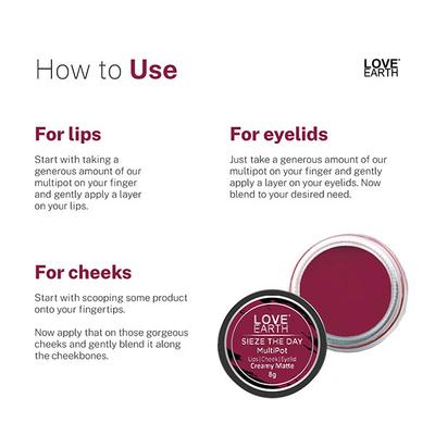 Love Earth Lip Tint & Cheek Tint Multipot-Seize The Day - Raspberry Pink 8 gm - Lip Stains & Tints